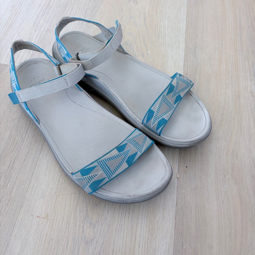 Teva Elzada Sandal Blue Grey Geometric Strappy Sandals hiking walking Womens 8.5
